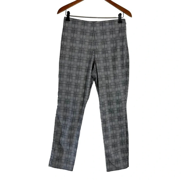 Old Navy Black and White Plaid Pants Size 6 Elastic Waist Career Work Business - Picture 1 of 8
